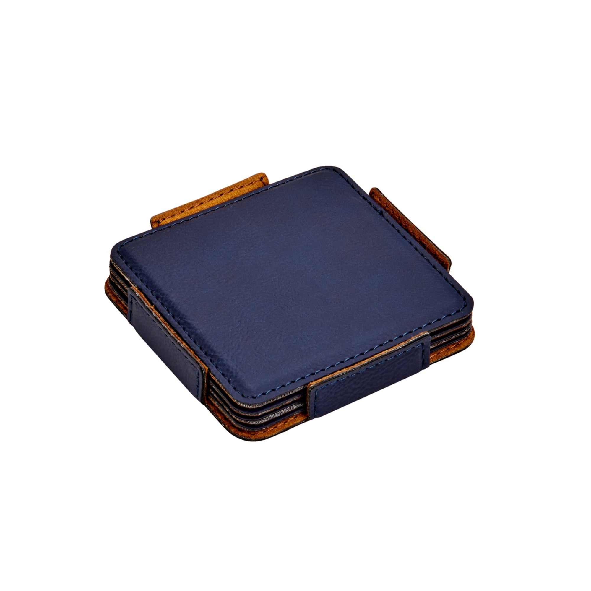 Set Of 4 Leatherette Coasters - Navy