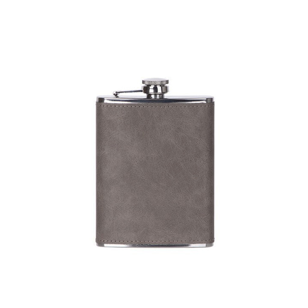 Leatherette Flask Grey 8 Oz Cap