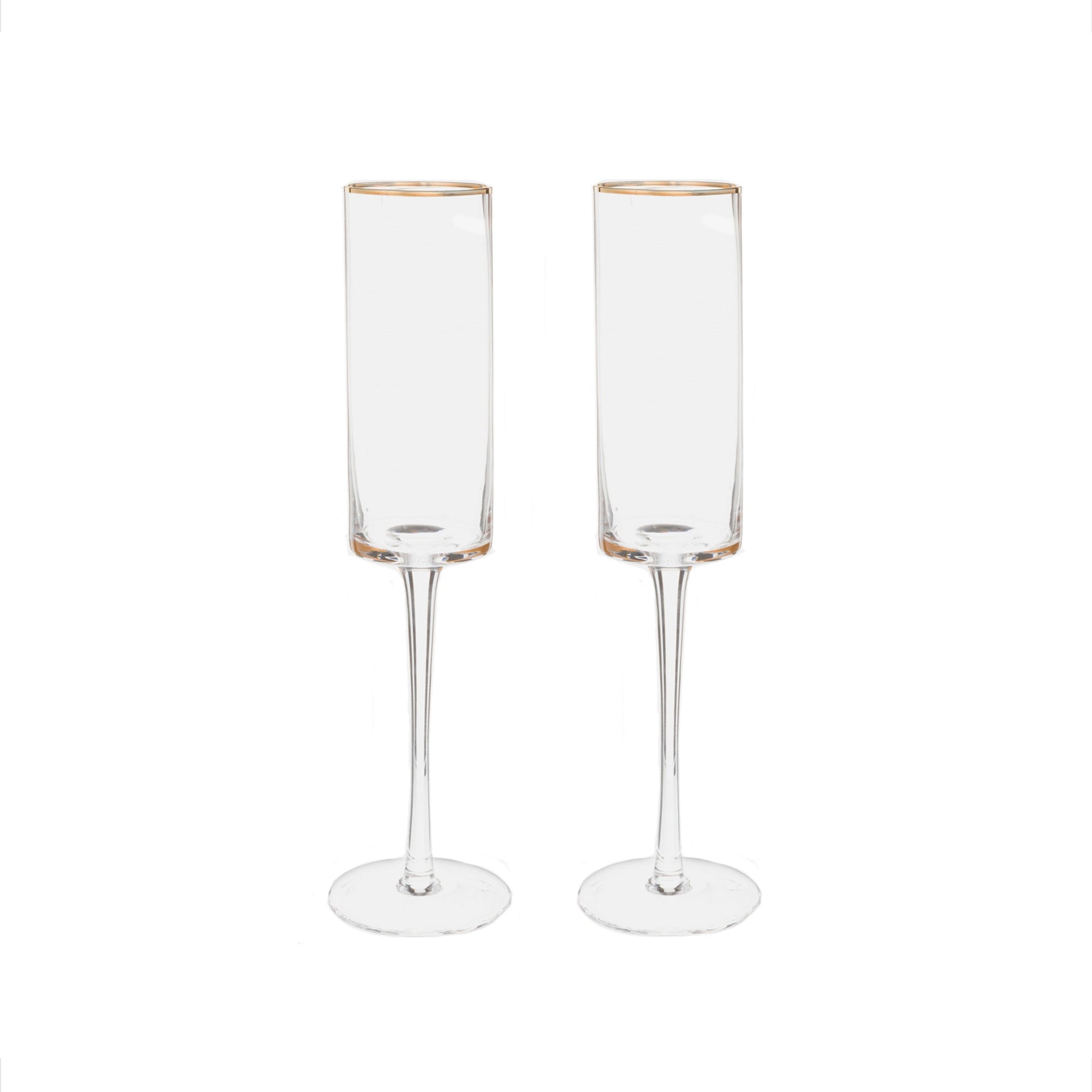 Gold-Rim Champagne Flutes Set - 8 oz
