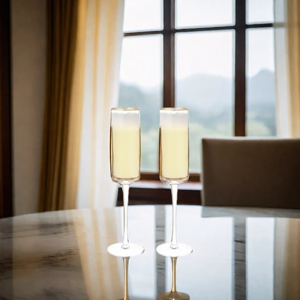 Gold-Rim Champagne Flutes Set - 8 oz