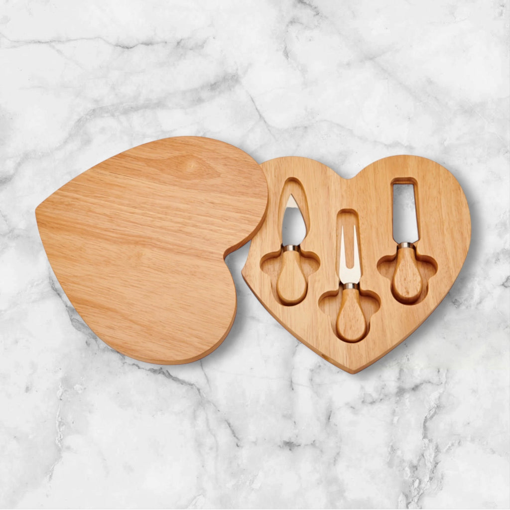 Heart-Shaped Cheese Board & Tool Set
