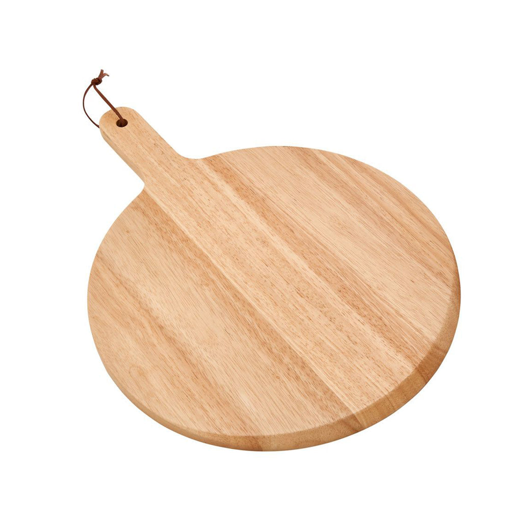 Rubberwood Pizza Board with Handle - 13.5" Diameter_1