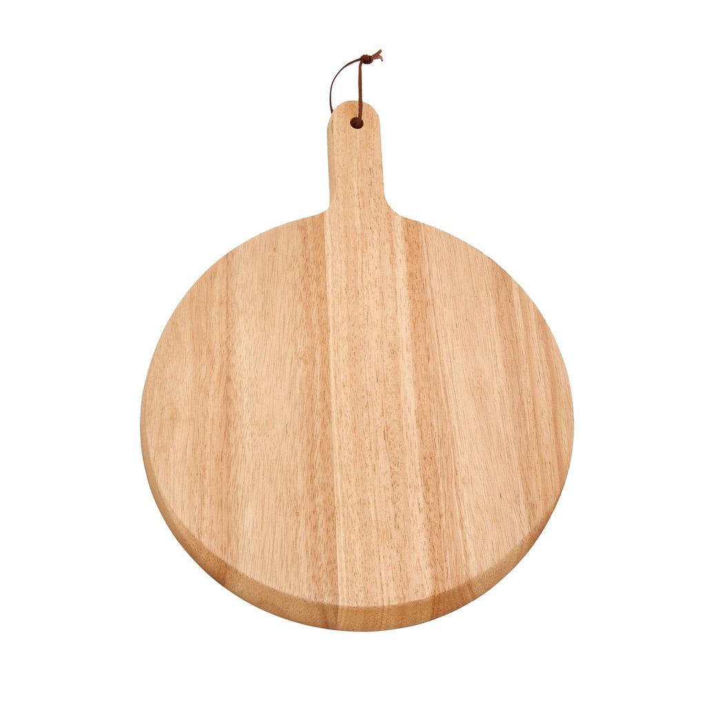 Rubberwood Pizza Board with Handle - 13.5" Diameter_2