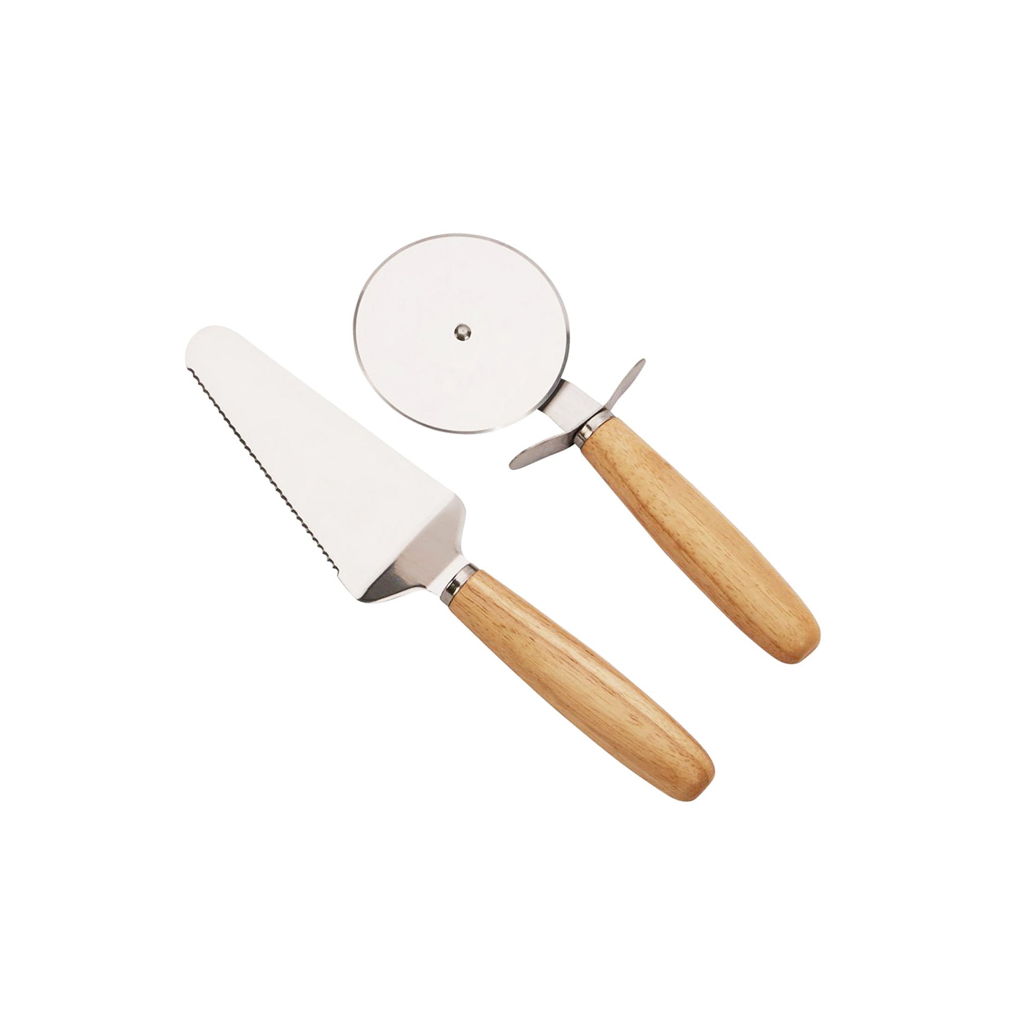 14" Wooden Pizza Board with Precision Cutting Wheel & Server