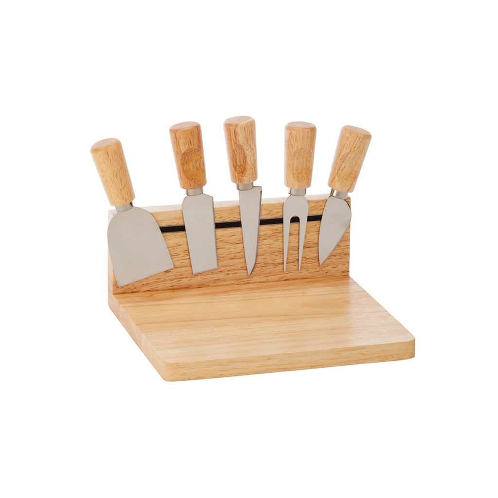 Rubberwood Magnetic Cheese Board Set with 5 Tools_3