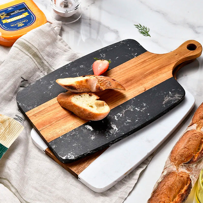White Marble and Acacia Wood Center Handled Board_lifestyle_2