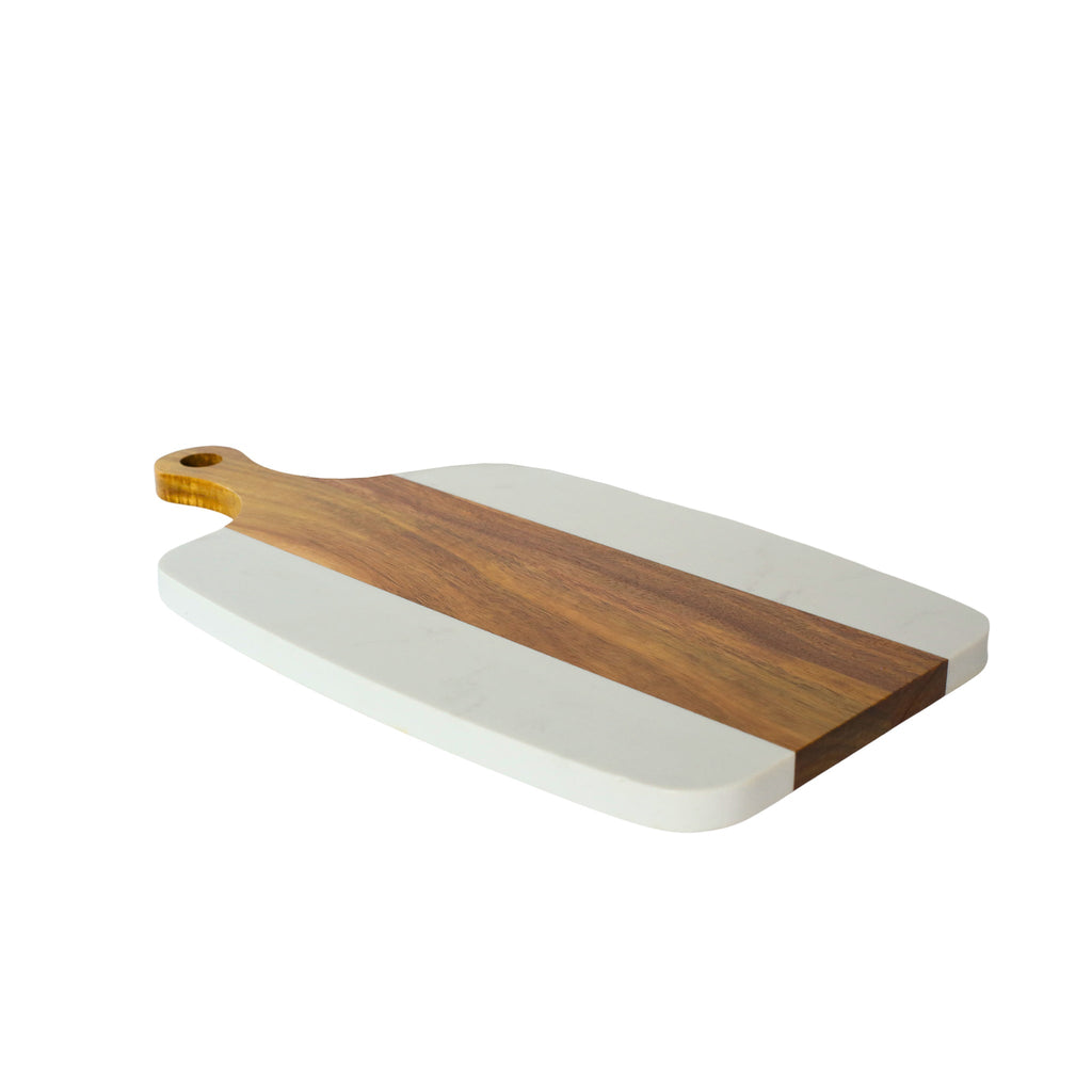 White Marble and Acacia Wood Center Handled Board_2