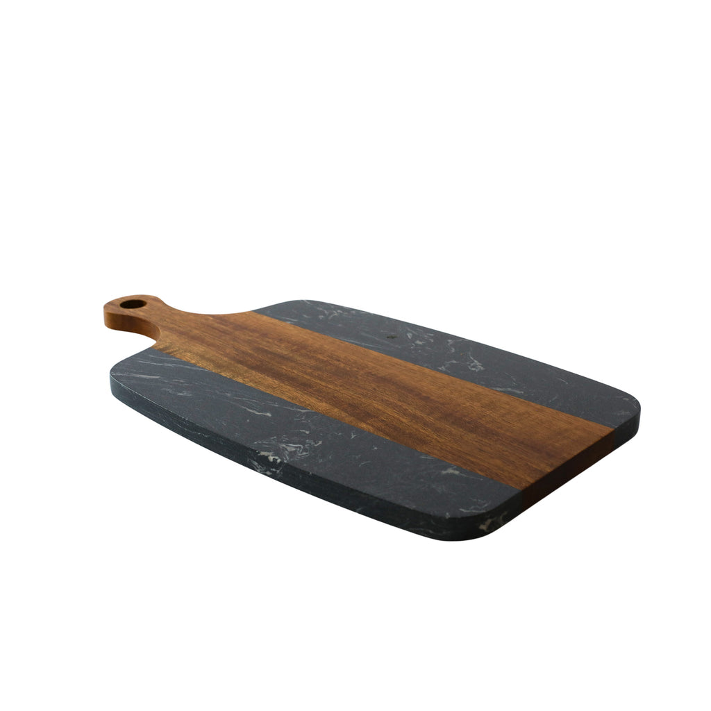 Black Marble and Acacia Wood Center Handled Board_2
