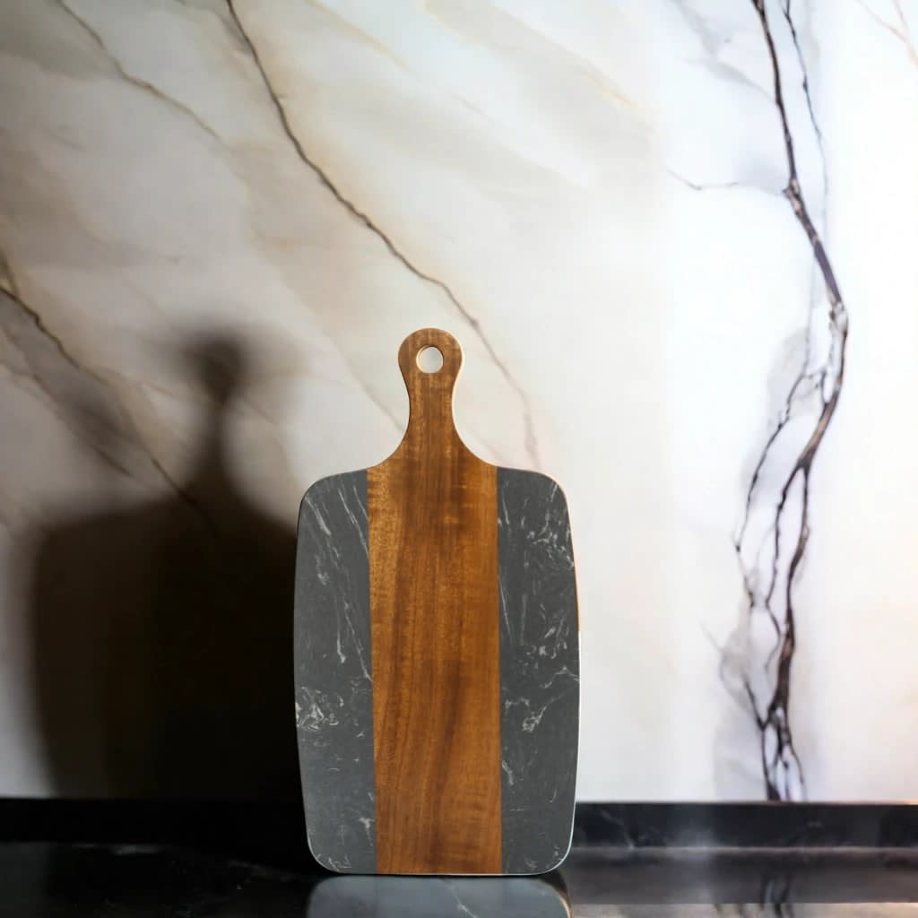 Black Marble and Acacia Wood Center Handled Board_lifestyle_2