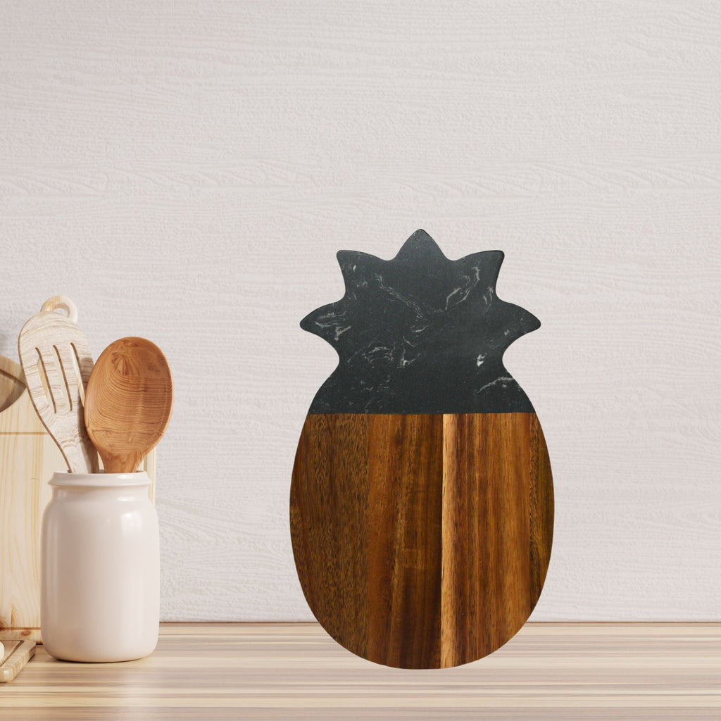 Black Marble and Acacia Wood Pineapple Board_lifestyle