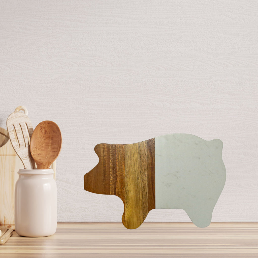 White Marble and Acacia Wood Pig Board_lifestyle