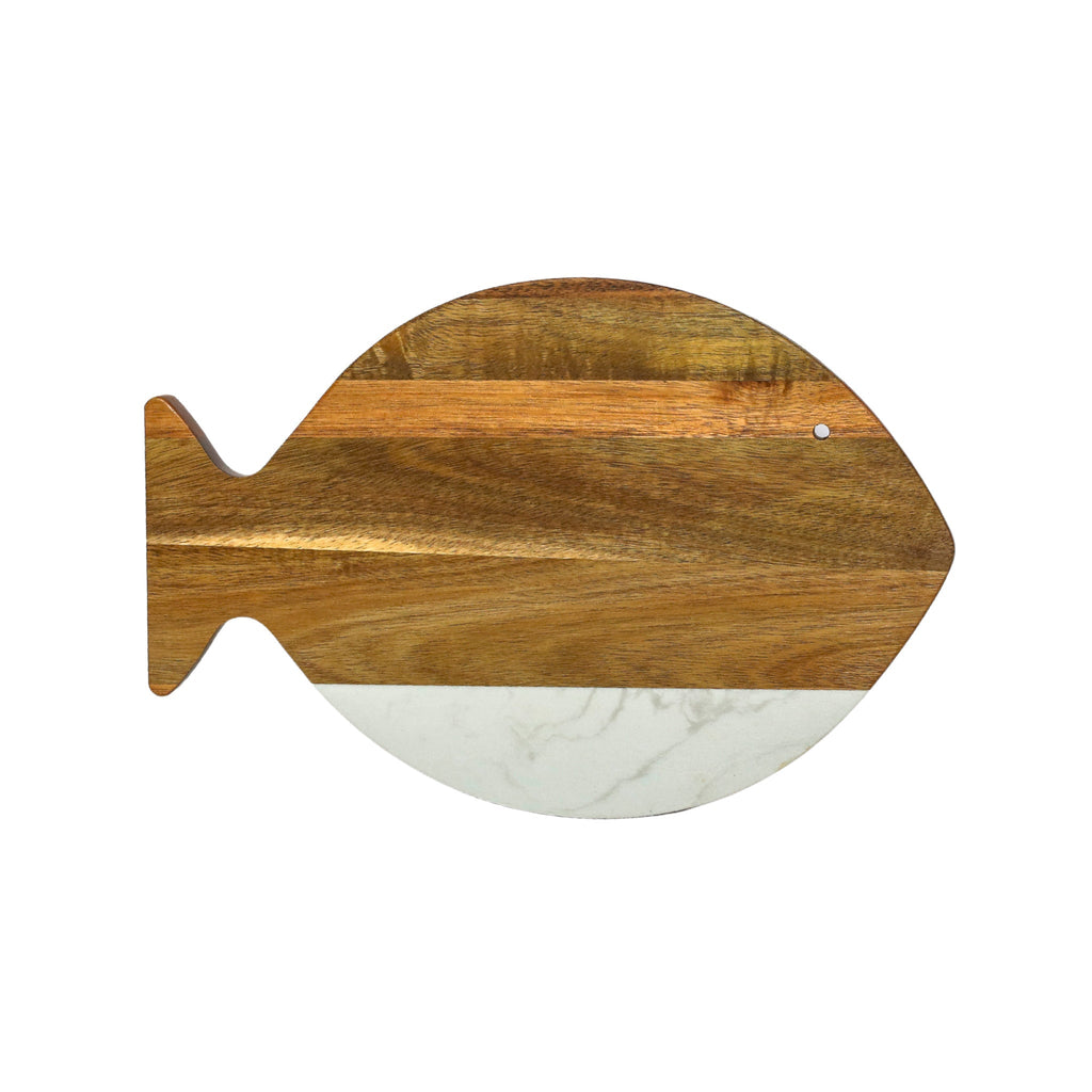 White Marble and Acacia Wood Fish Board_1