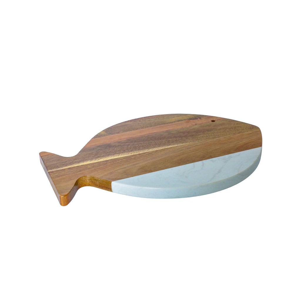 White Marble and Acacia Wood Fish Board_2