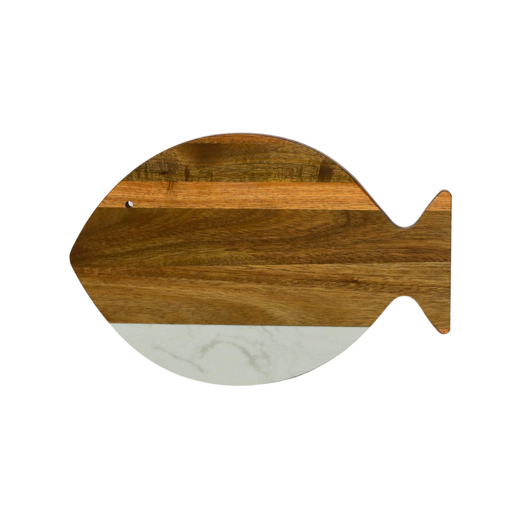 White Marble and Acacia Wood Fish Board_3