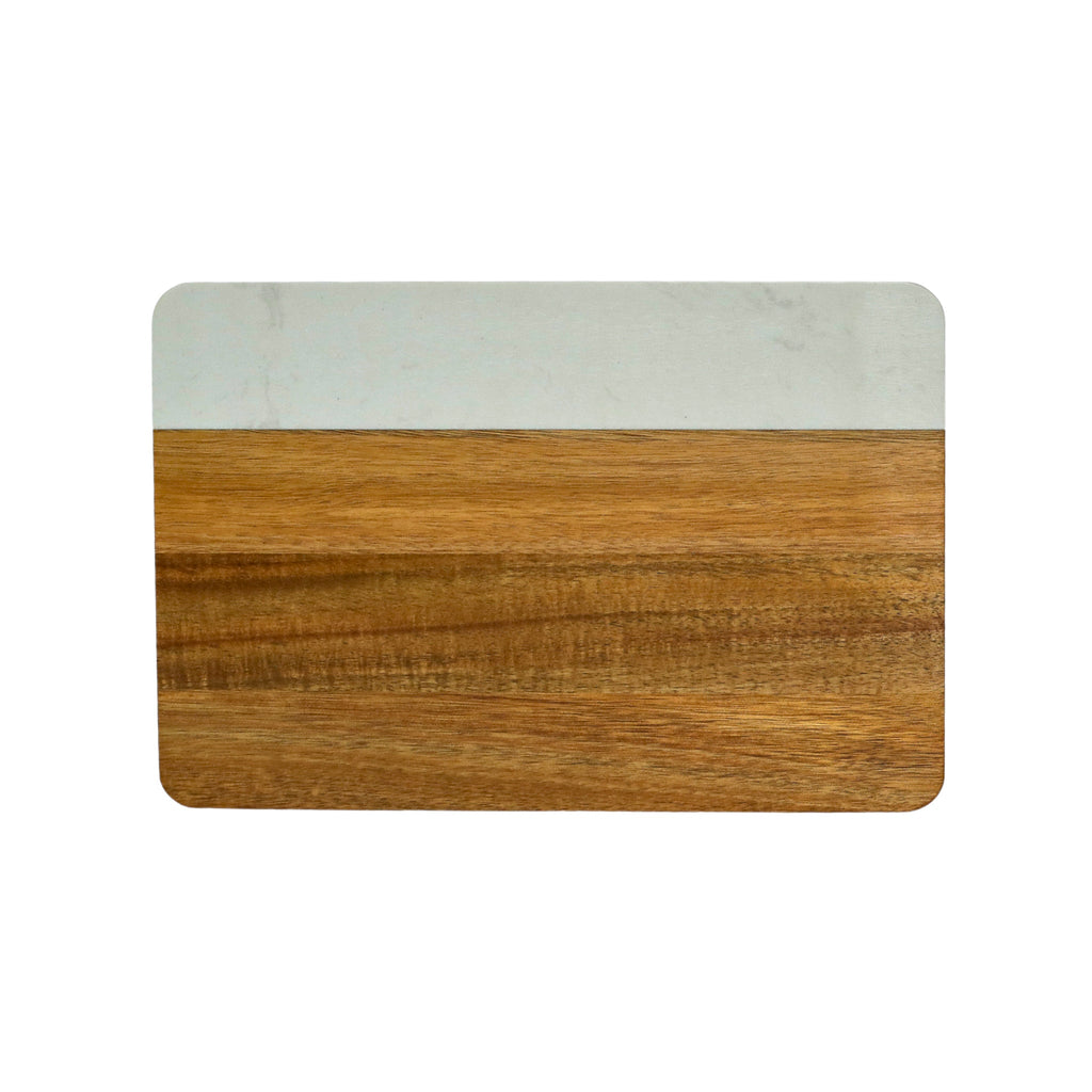 White Marble and Acacia Wood Rectangle Board_1