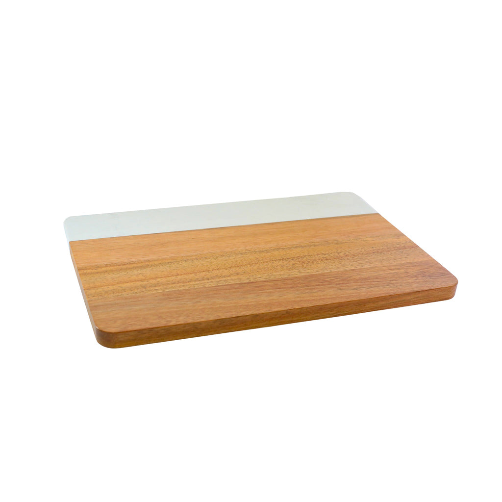 White Marble and Acacia Wood Rectangle Board_2