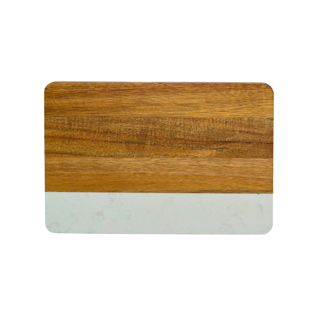 White Marble and Acacia Wood Rectangle Board_3
