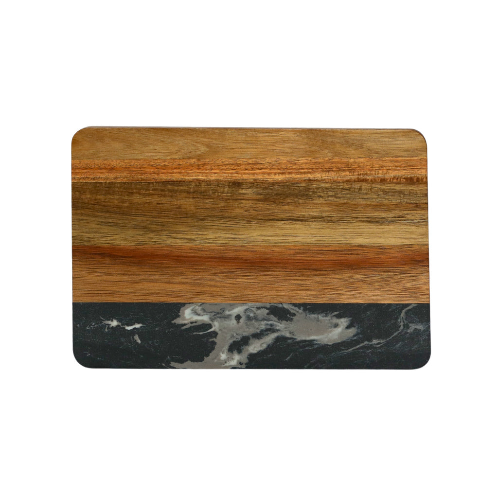 Black Marble and Acacia Wood Rectangle Board_3