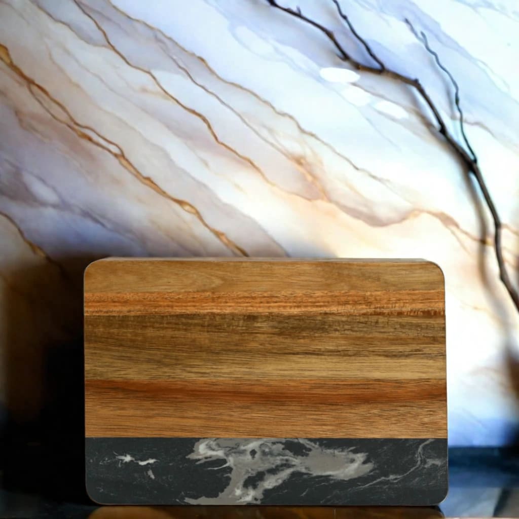 Black Marble and Acacia Wood Rectangle Board_lifestyle