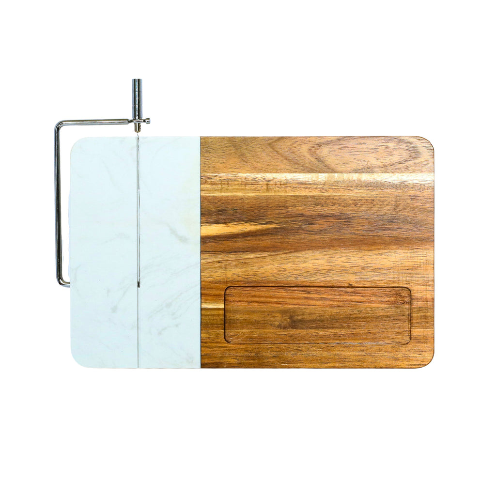 White Marble and Acacia Wood Board with Slicer_1