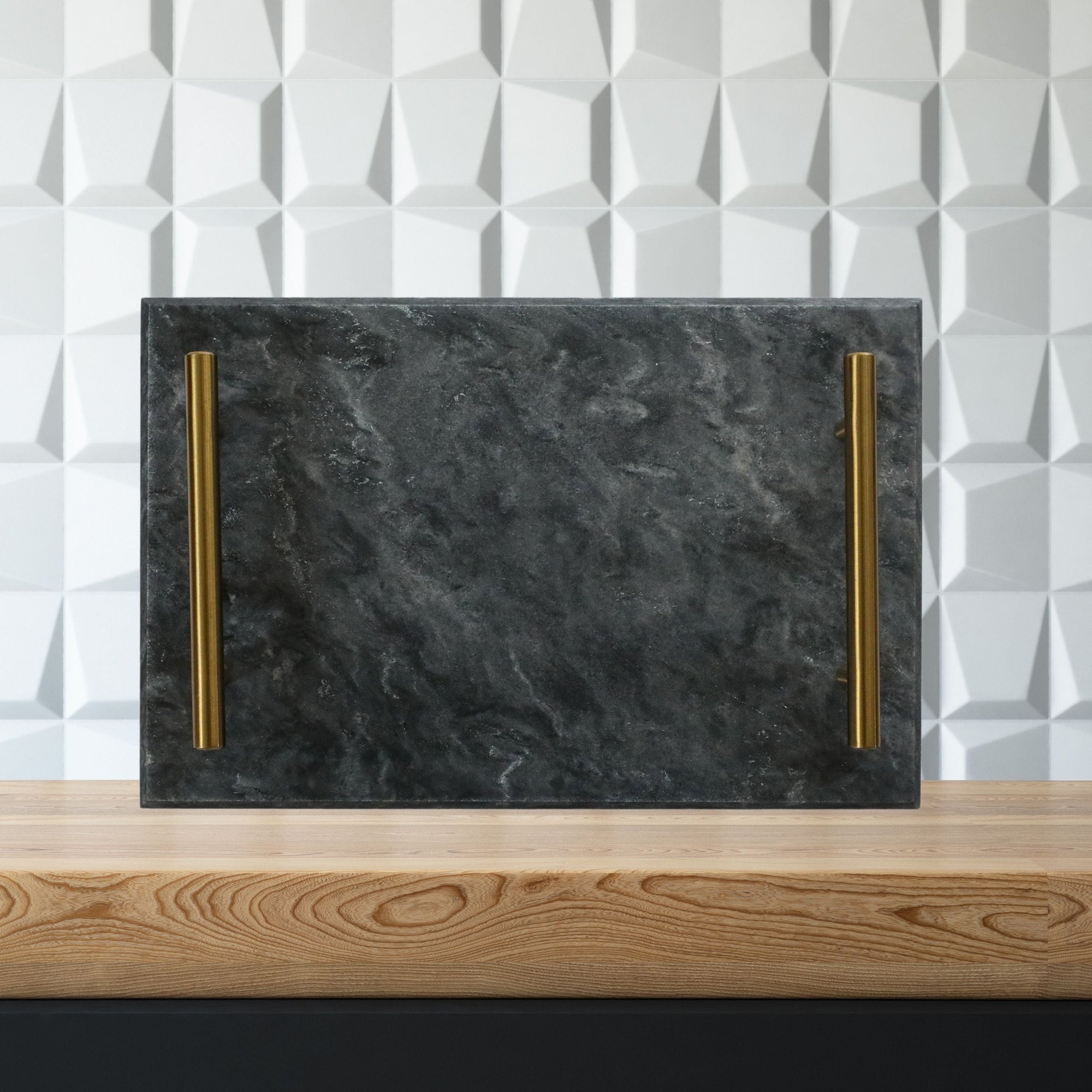 Black Marble Board with Gold Handles
