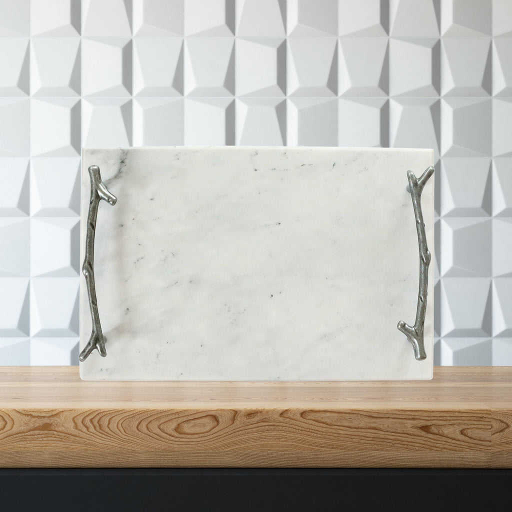 White Marble Board with Silver Branch Handles_lifestyle