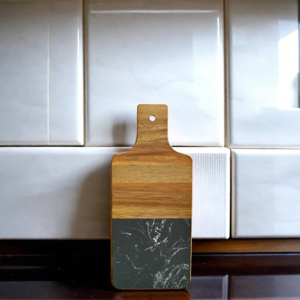 Black Marble and Acacia Wood Handled Board_lifestyle