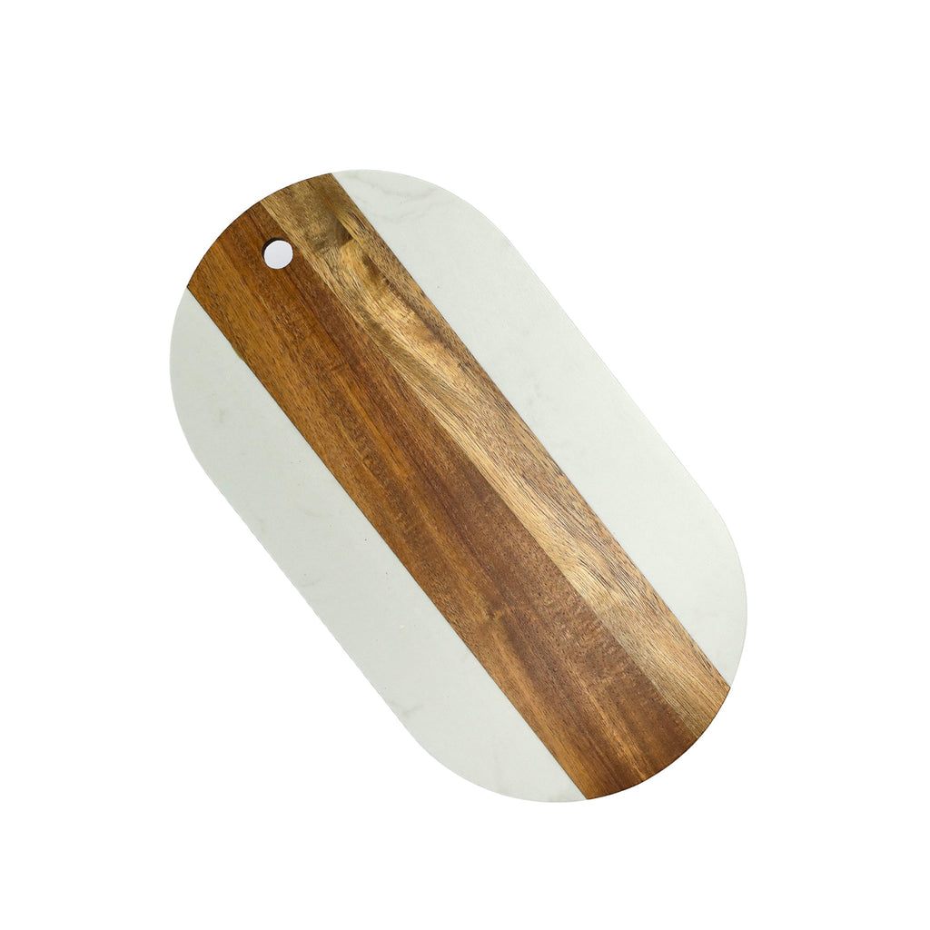 White Marble and Acacia Wood Oval Board_1