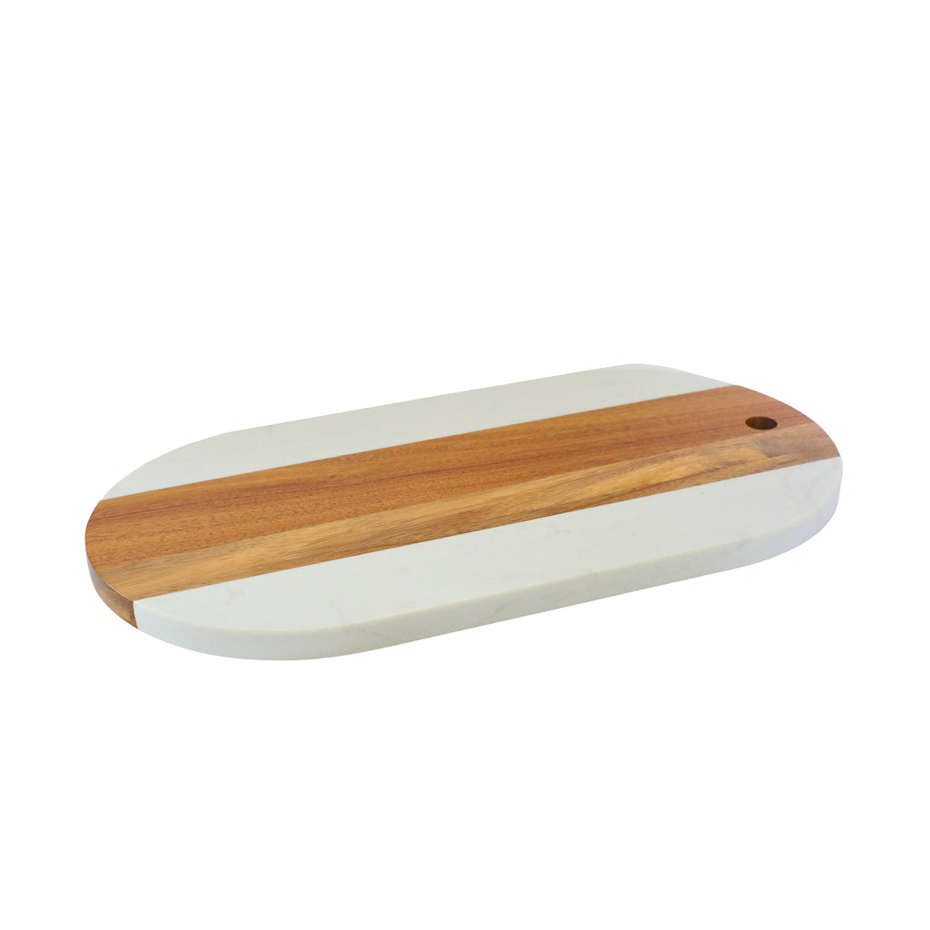 White Marble and Acacia Wood Oval Board_2