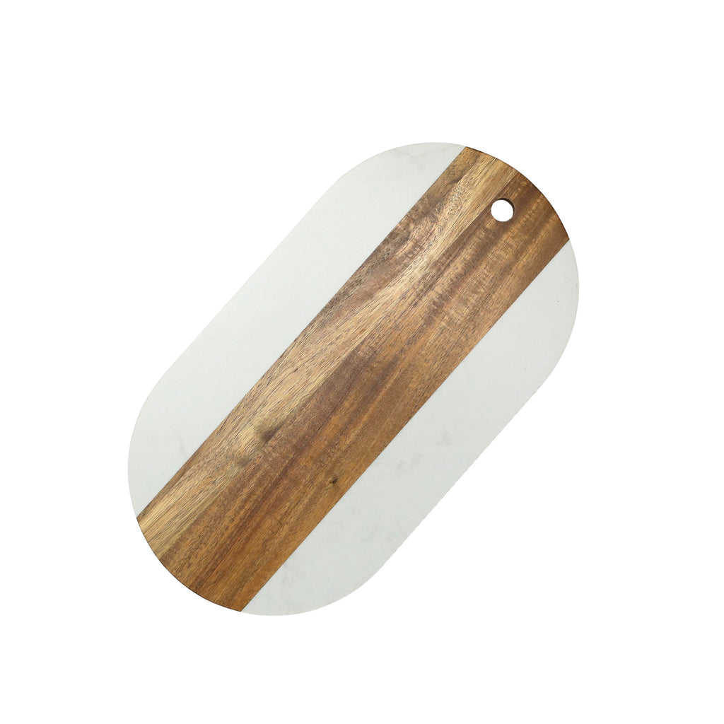 White Marble and Acacia Wood Oval Board_3