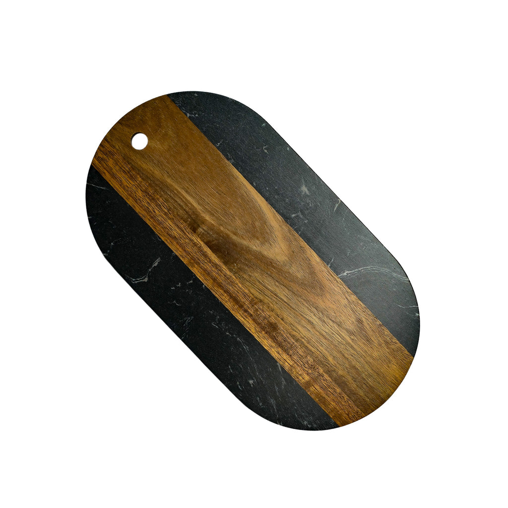 Black Marble and Acacia Wood Oval Board_1