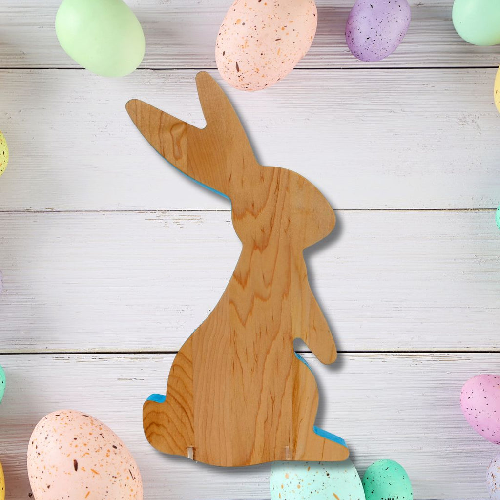 Standing Wood Bunny Board with Blue Milk Paint Outline_lifestyle_3