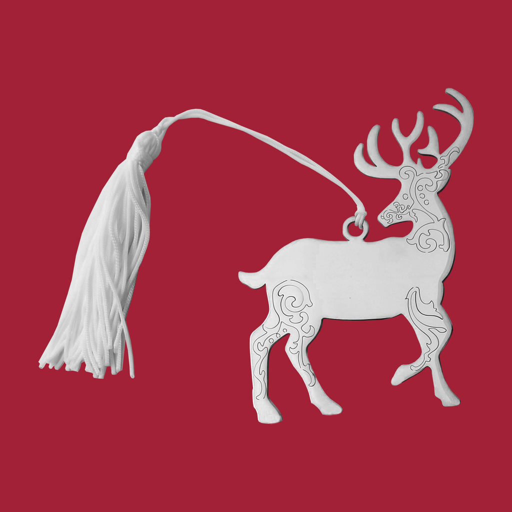Scroll Reindeer Ornament with White Tassel