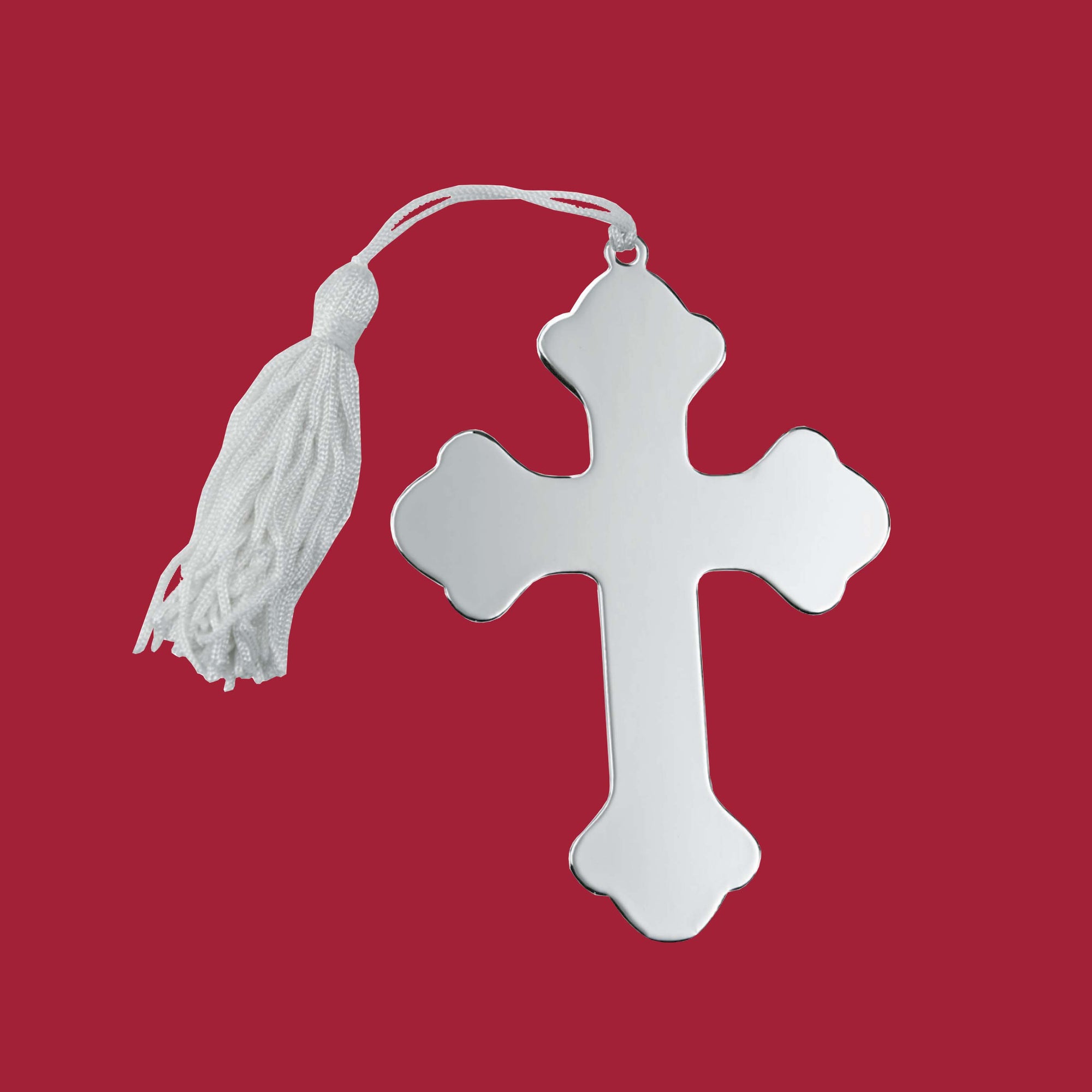 Cross Ornament W/white Tassel 4.5 X 3