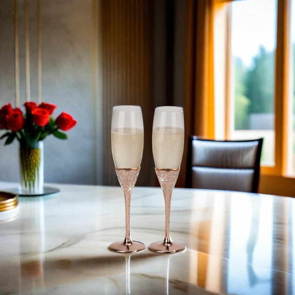 Galaxy Rose Gold Champagne Flutes Set