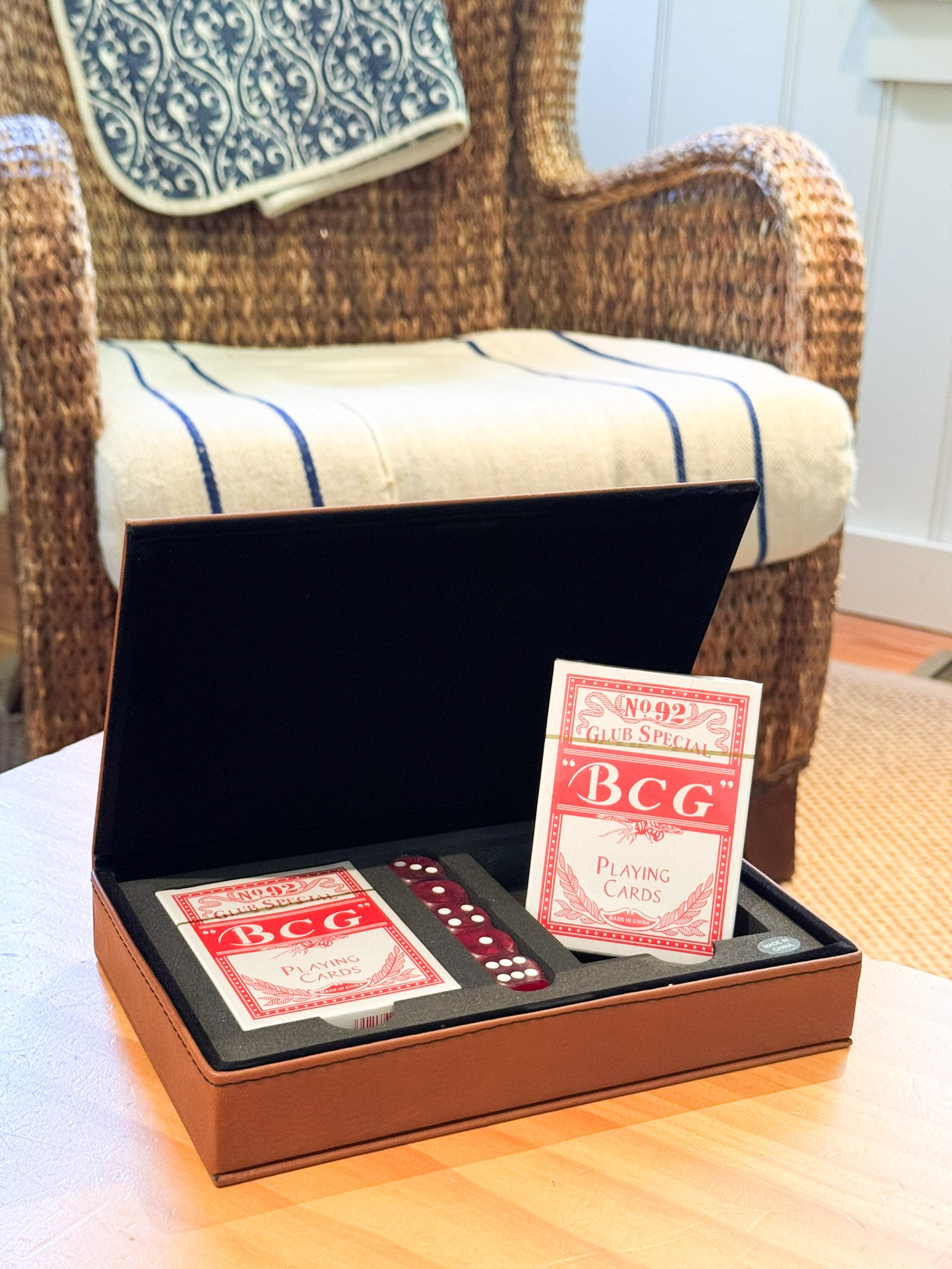 Leatherette 2 Card Deck Set, Caramel 5" X 7.75"