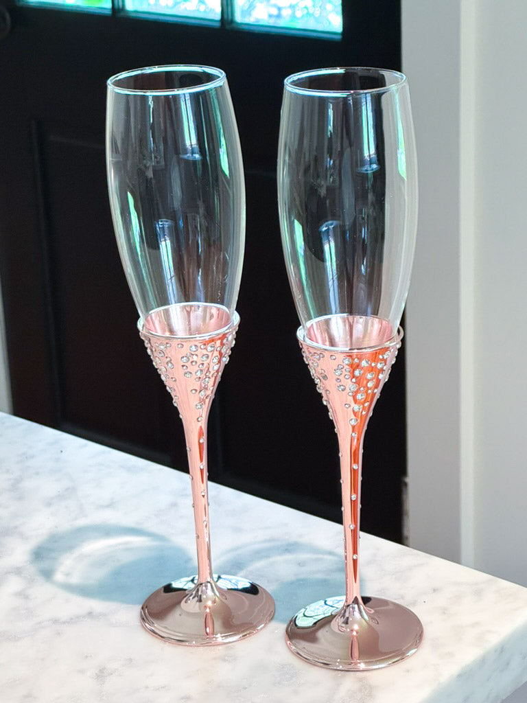 Galaxy Rose Gold Champagne Flutes Set