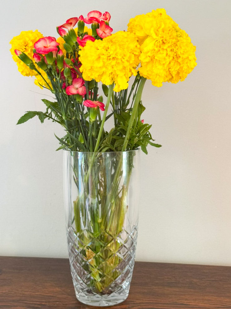 Crystal Linear Vase With Medallion Ii Pattern, 10" X 5"