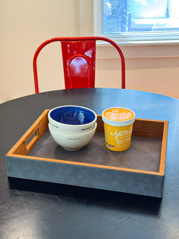 Grey Leatherette Tray - 16" x 12"