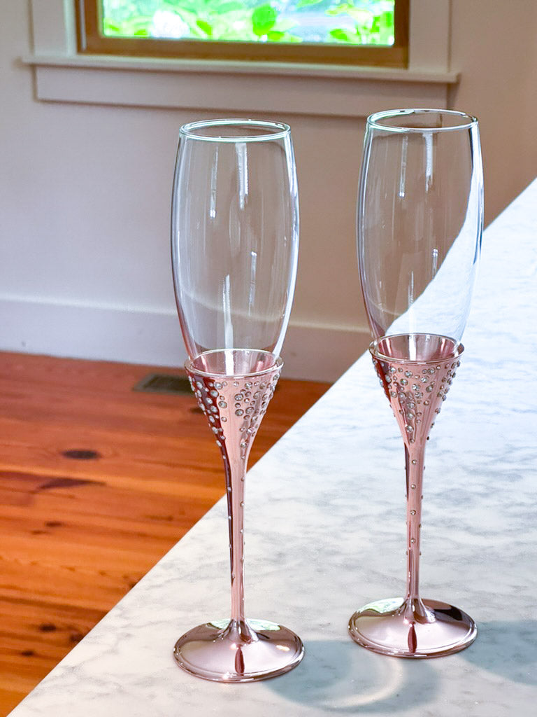 Galaxy Rose Gold Champagne Flutes Set