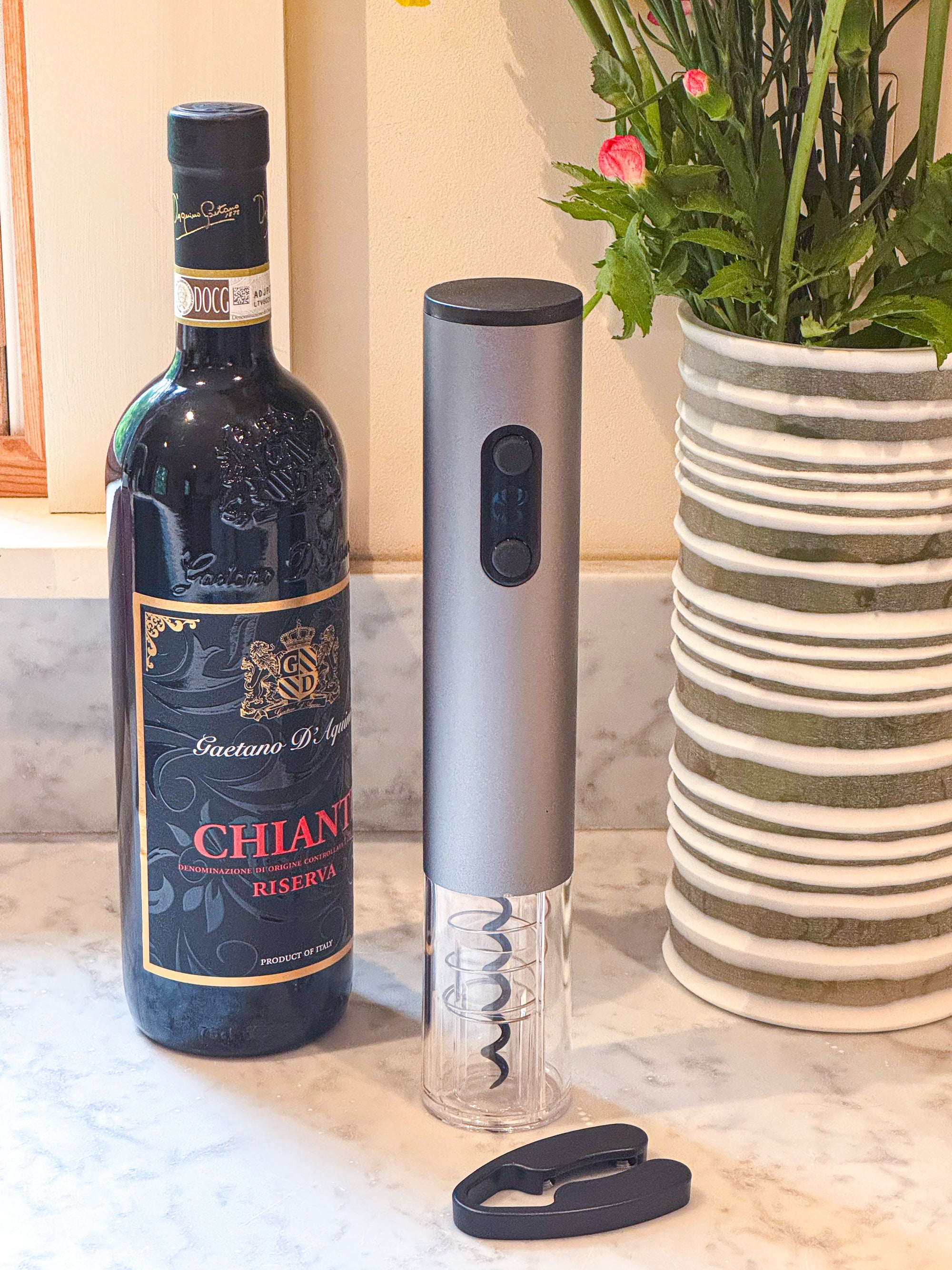 Silver Wine Opener with Stainless Steel Corkscrew