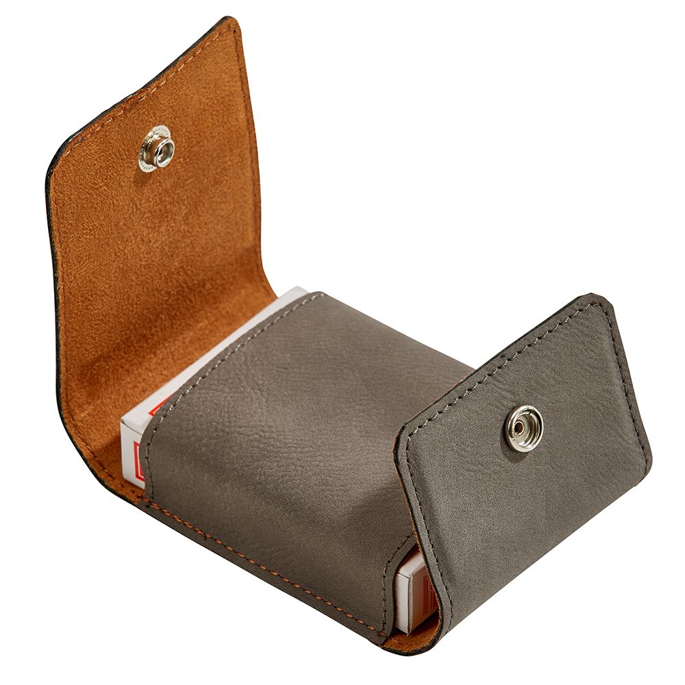 Leatherette Playing Cards Case, Grey 3.75"