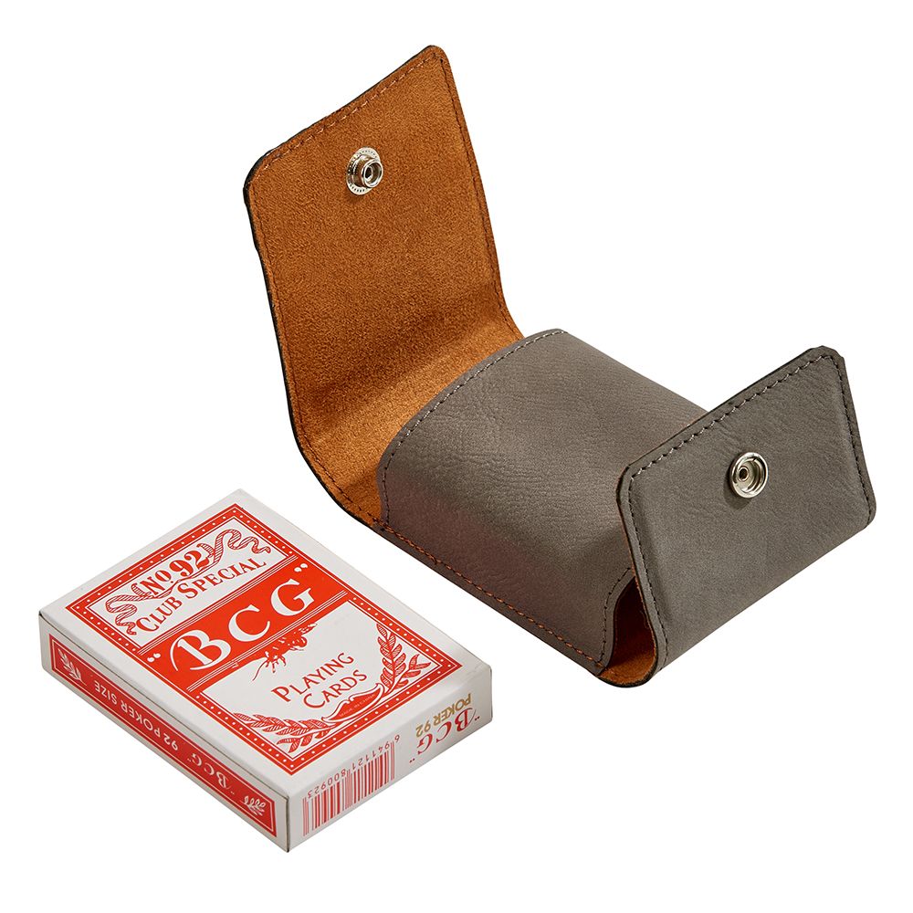 Leatherette Playing Cards Case, Grey 3.75"