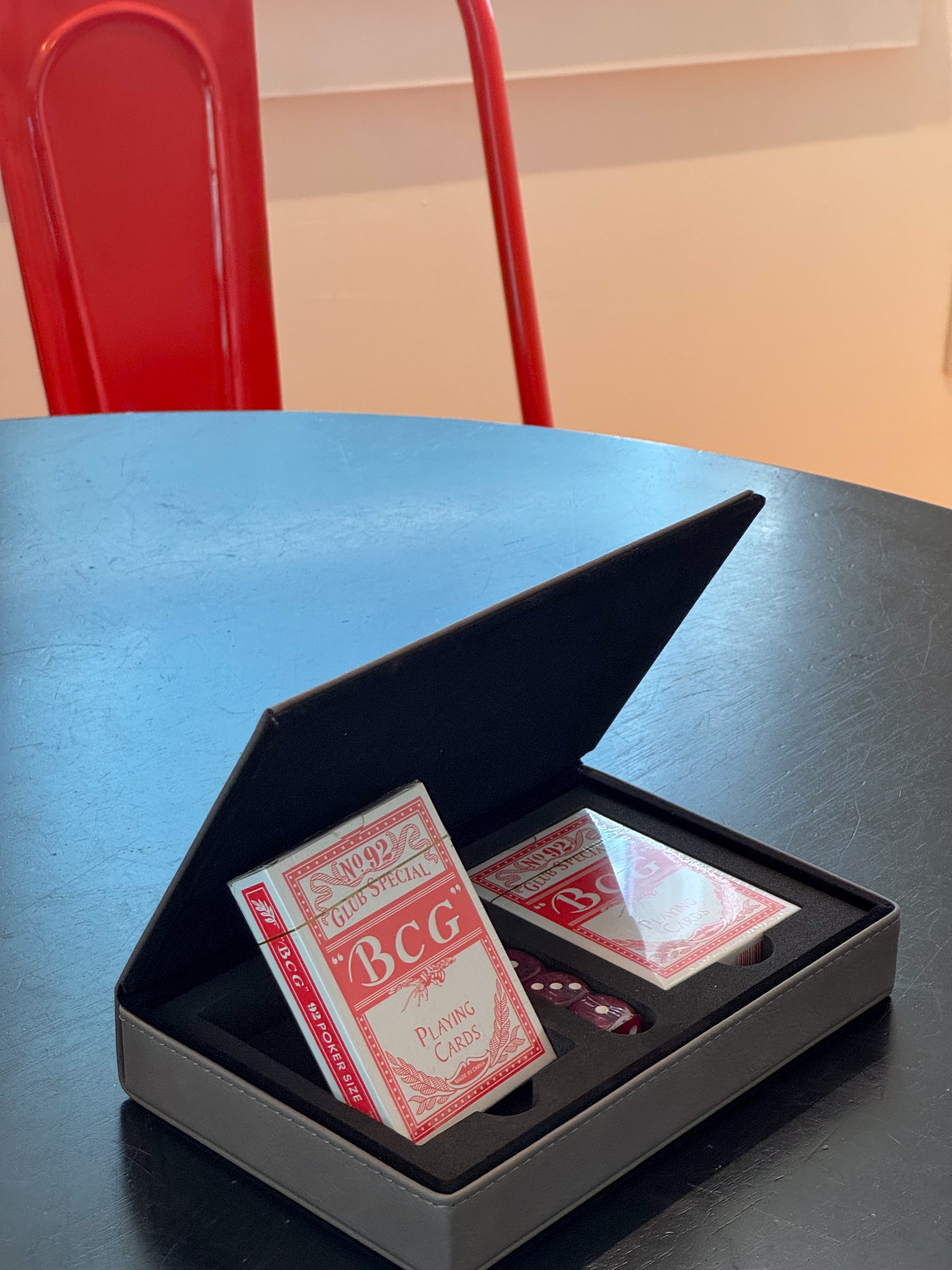 Leatherette 2 Card Deck Set, Grey 5" X 7.75"