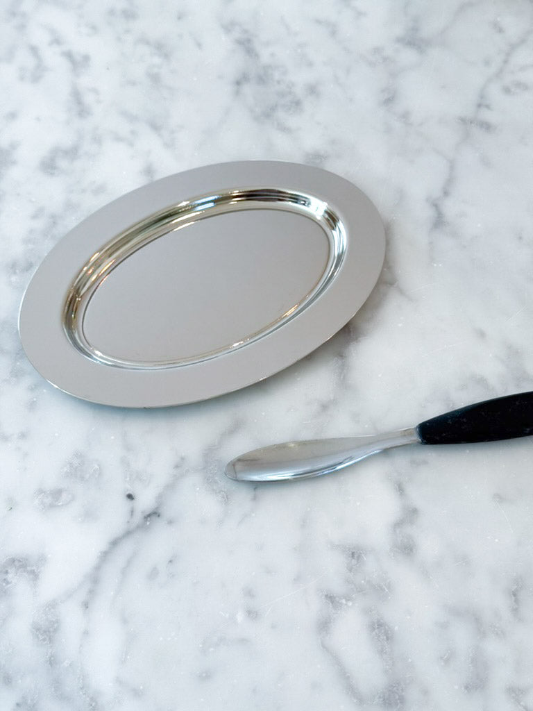 Silver Oval Nickel-Plated Tray - 6"