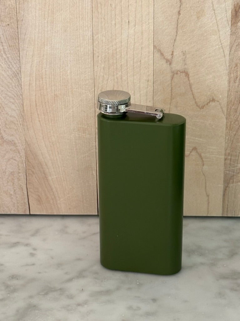 6 oz Stainless Steel Green Pocket Flask
