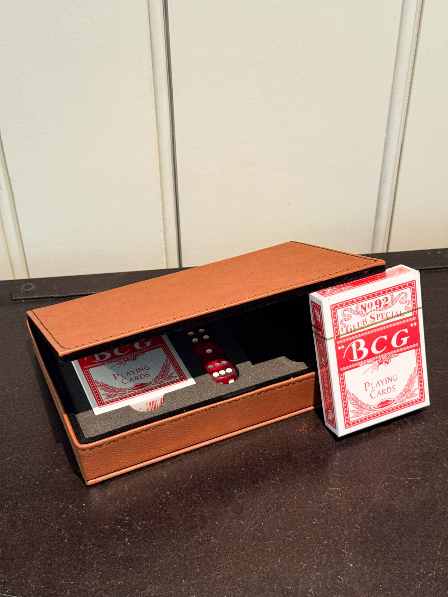 Leatherette 2 Card Deck Set, Caramel 5" X 7.75"