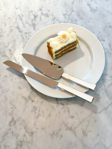 White Enamel Cake Knife & Server Set