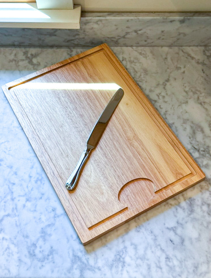 Rubberwood Cutting Board with Well - 18" x 12"