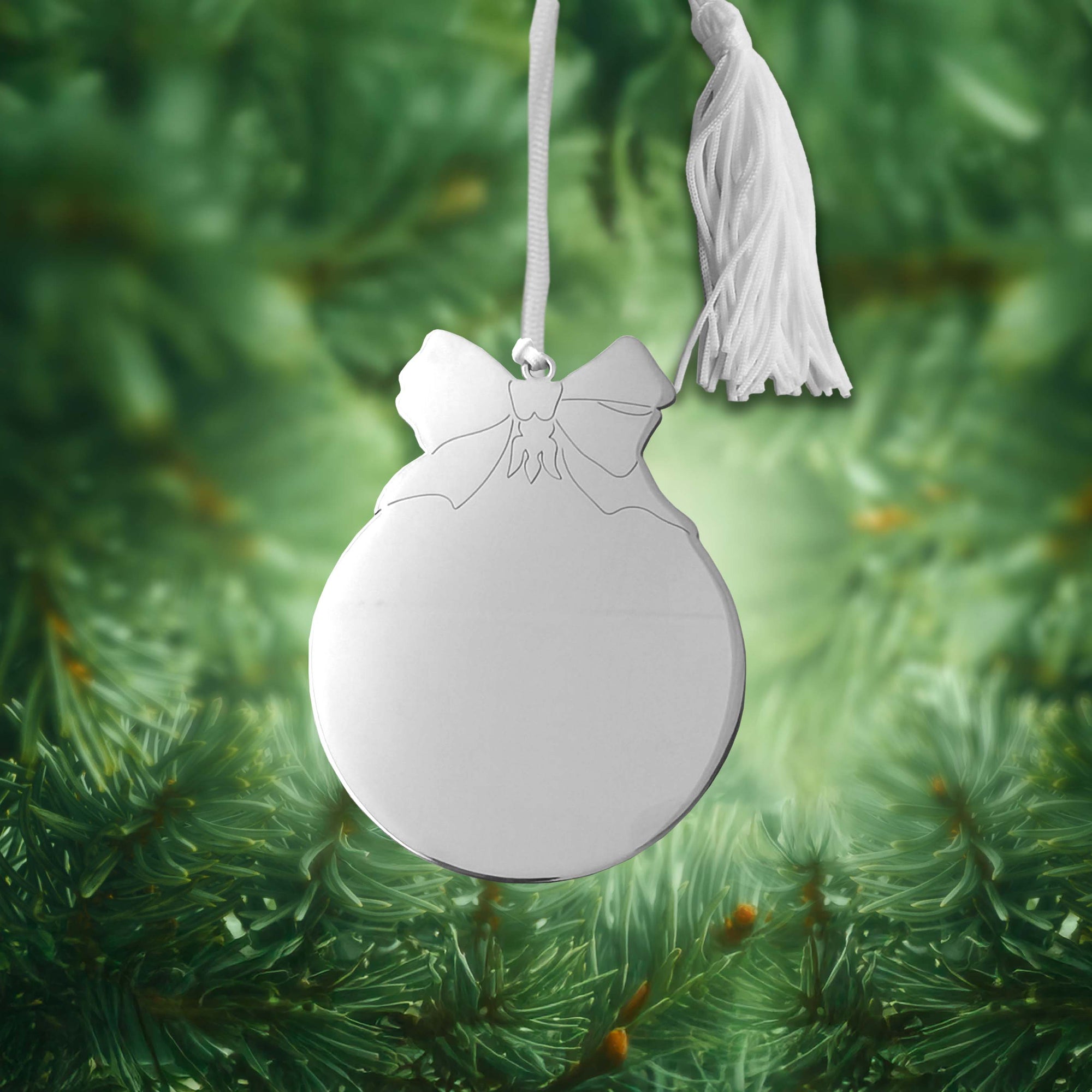 Ball Ornament w/White Tassel
